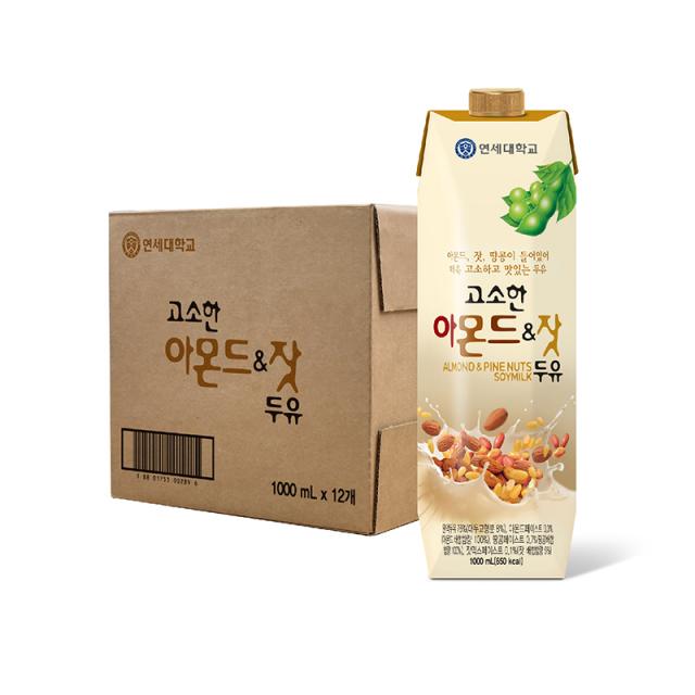 연세우유 고소한 아몬드 앤 잣 두유, 1000ml, 12개