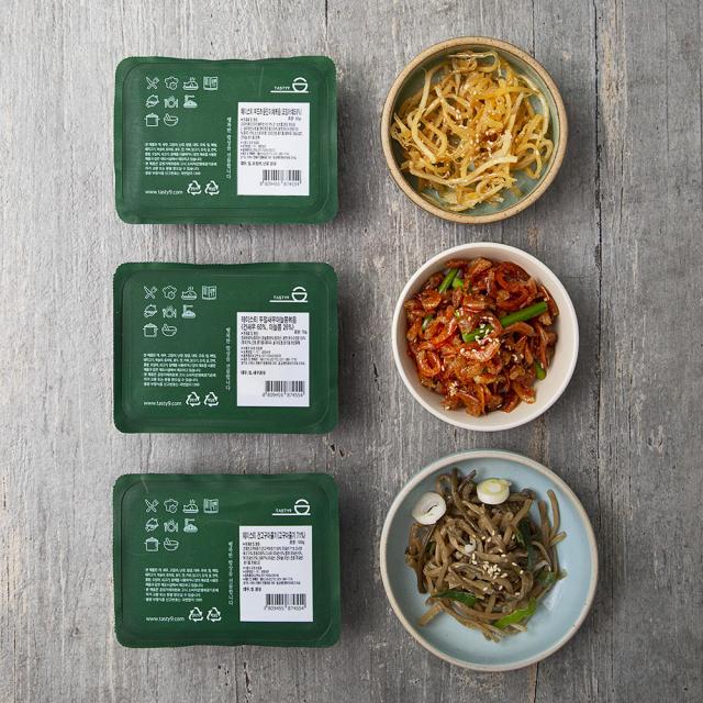 탐나는밥상 진미채볶음 50g + 새우마늘쫑볶음 70g + 고구마줄기 100g, 1세트
