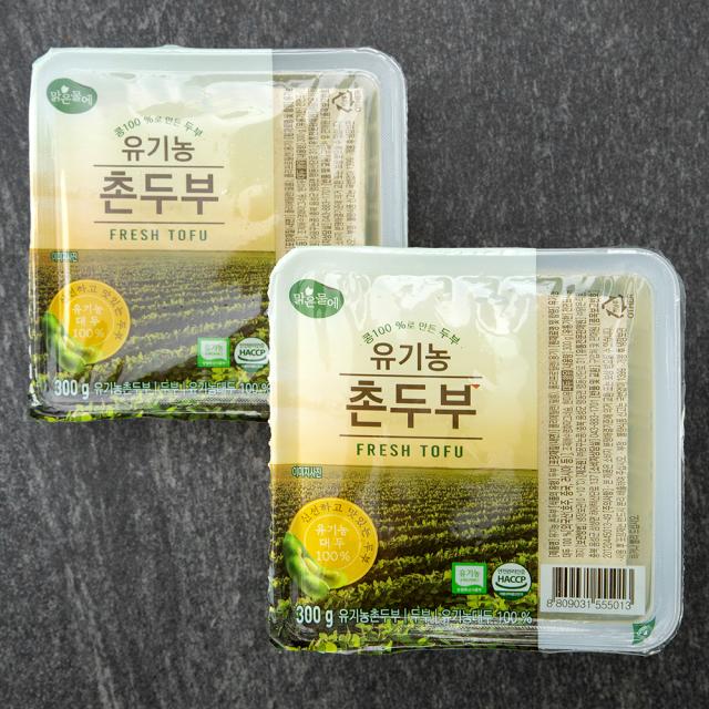 맑은물에 유기농 인증 촌두부, 300g, 2입