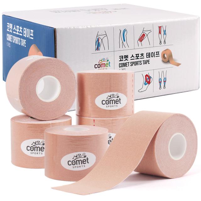 코멧 스포츠 테이프 5cm*5m 6롤 단일색상