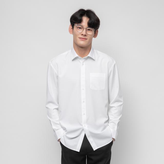 캐럿 남성용 구김 없는 링클프리 베이직 긴팔 셔츠