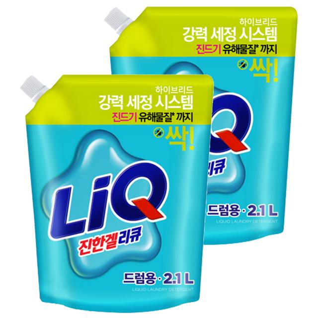리큐 진한겔 하이브리드 드럼용 액상세제 리필 2.1l 2개