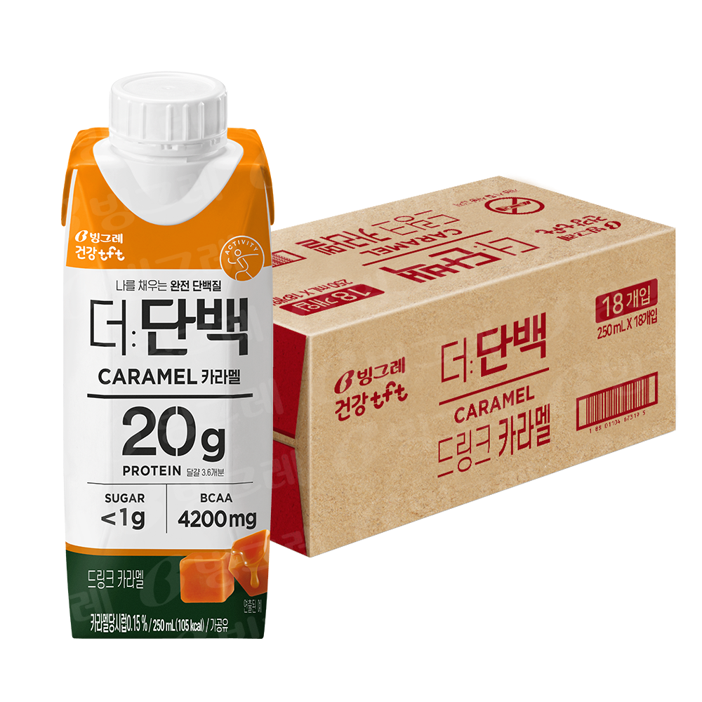 빙그레 tft 더단백 드링크 카라멜 18p, 4500ml, 1개