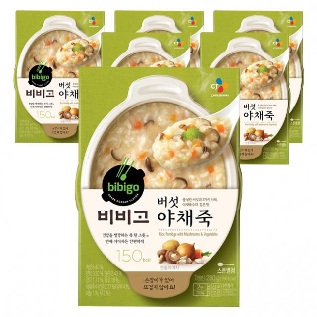 비비고 백설 버섯야채죽 280g 기타즉석식품, 6개