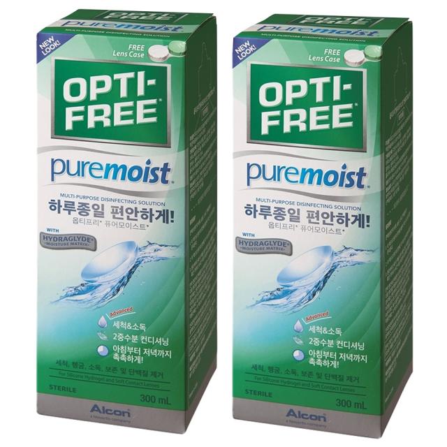 옵티프리 퓨어 모이스트 소프트렌즈 세정액, 300ml, 2개