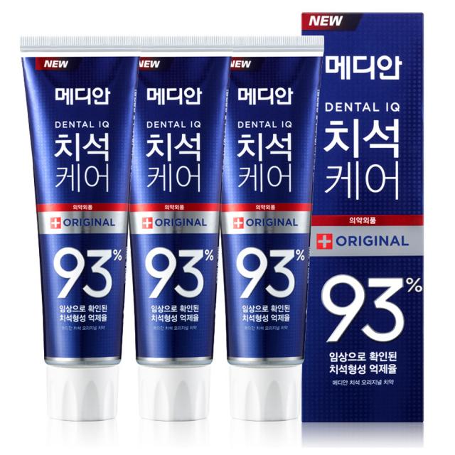 메디안 치석케어 오리지널 치약 120g 3개