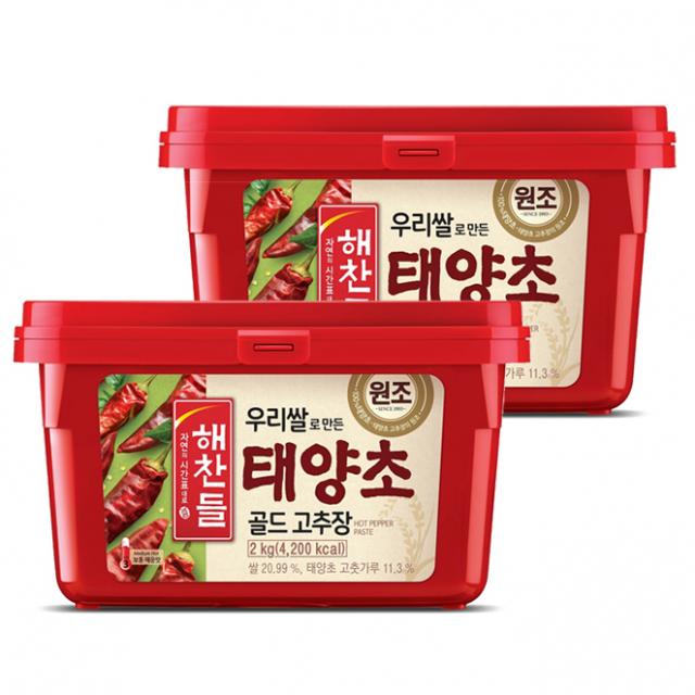 해찬들 우리쌀로 만든 태양초 골드 고추장, 2kg, 2개