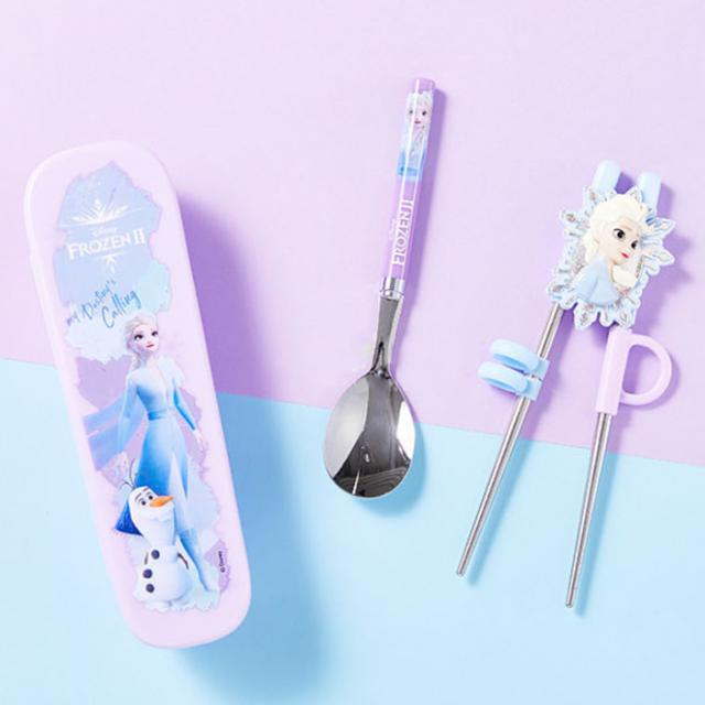 릴팡 겨울왕국2 스텐 젓가락 스푼 소프트 케이스 세트 혼합 색상 1세트