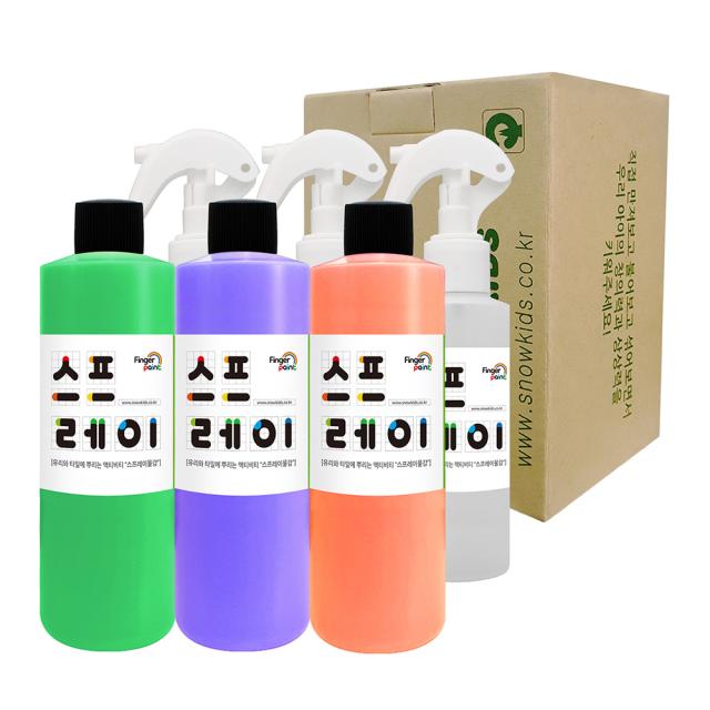 스노우키즈 스프레이물감 250ml 세트, 그린 + 퍼플 + 오렌지, 1세트