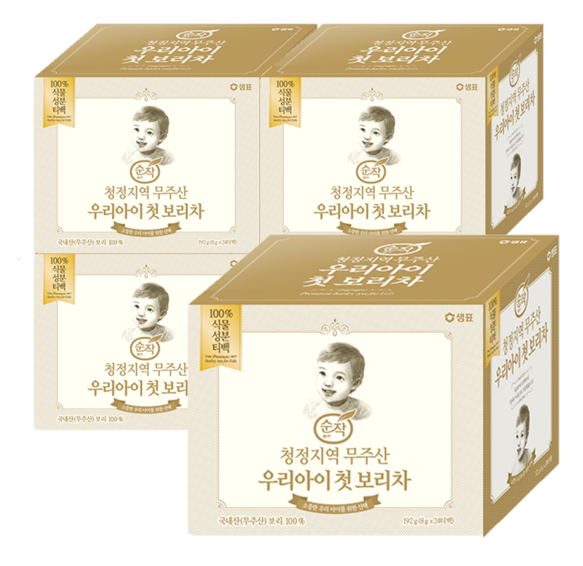 순작 청정지역 무주산 우리아이 첫 보리차 24티백, 보리맛, 4개