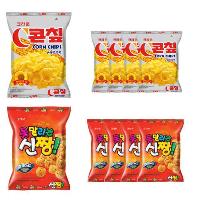 크라운 C 콘칩 44g x 5p + 못말리는 신짱 73g x 5p 세트, 1세트