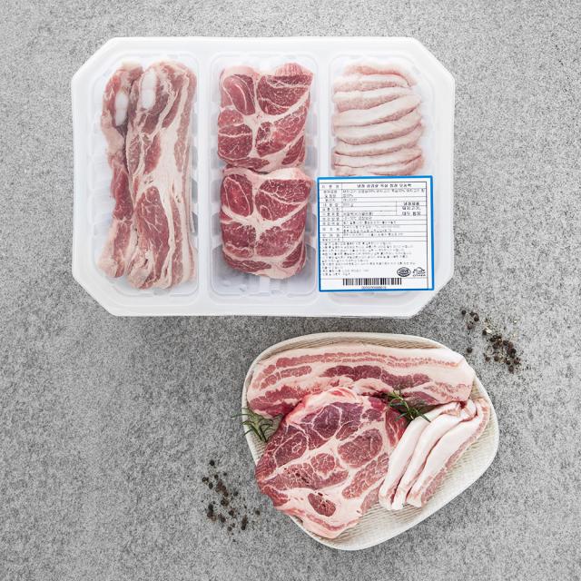 모아미트 보리먹인 삼겹 목살 항정살 모둠팩 구이용 (냉장), 900g, 1개