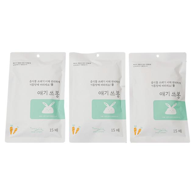 애기쓰봉 통째로 버리는 자연분해 싱크대배수구거름망, 15개입, 3개