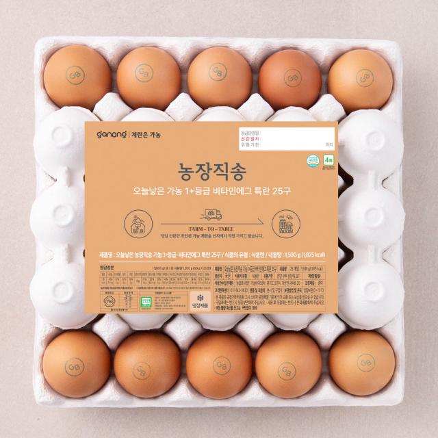 오늘낳은 농장직송 가농 비타민에그 1+ 등급 특란 25구 1500g 1개