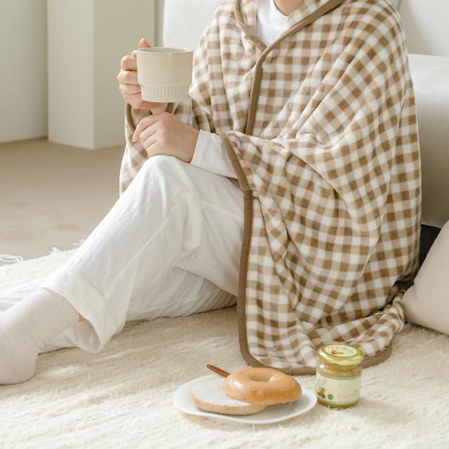 더자리 포시즌 웨어러블 오버랩 똑딱 담요, 앤덤코코아