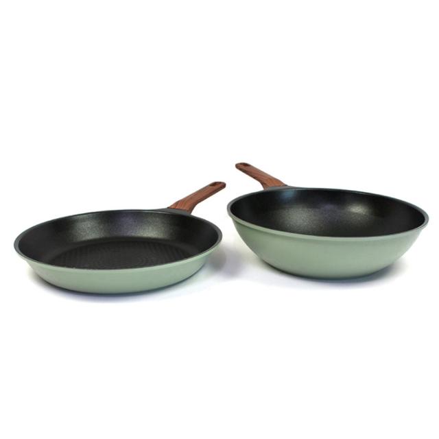 키친아트 Ih모던 프라이팬 2종 세트 그린 프라이팬 28cm + 궁중팬 28cm