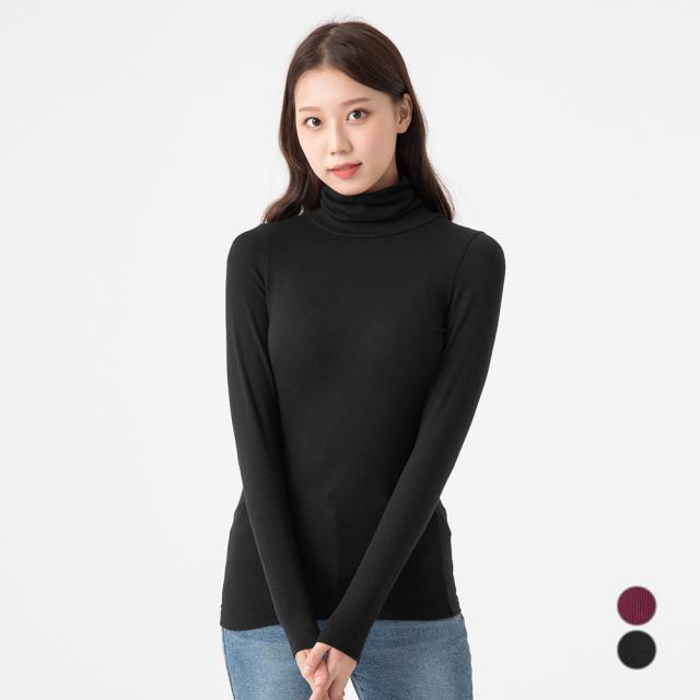 캐럿 여성용 립 터틀넥 티셔츠