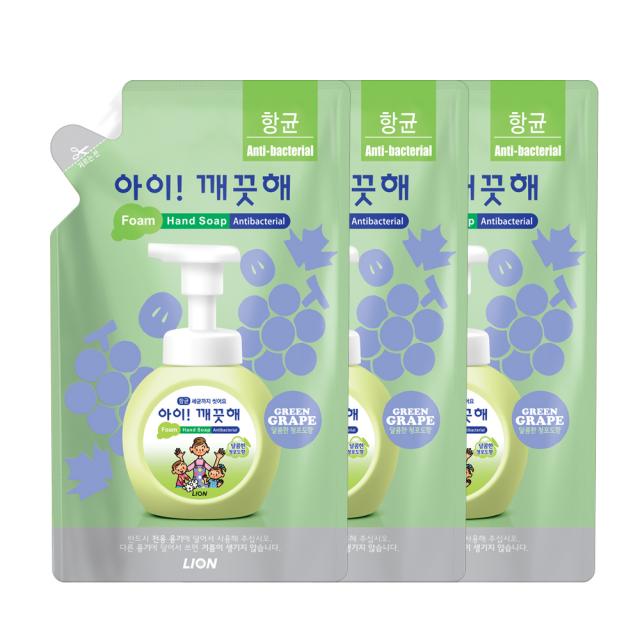 아이깨끗해 향균 거품 핸드 솝 청포도 리필, 450ml, 3개
