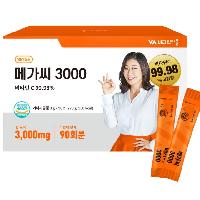 비타민마을 메가씨 3000 비타민C 분말 스틱, 3g, 90개입