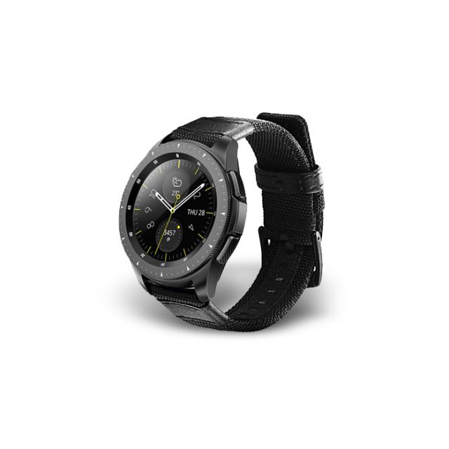 디씨네트워크 갤럭시 워치 기어 S3 아웃도어 가죽 스트랩 밴드 시계줄 46mm, 블랙, 1개