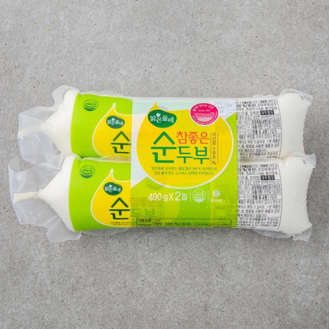 맑은물에 참 좋은 국산콩 100% 순두부 400g 2개