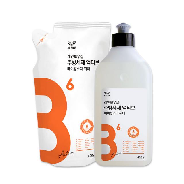 레인보우샵 주방세제 액티브 420g + 리필 420g, 1세트