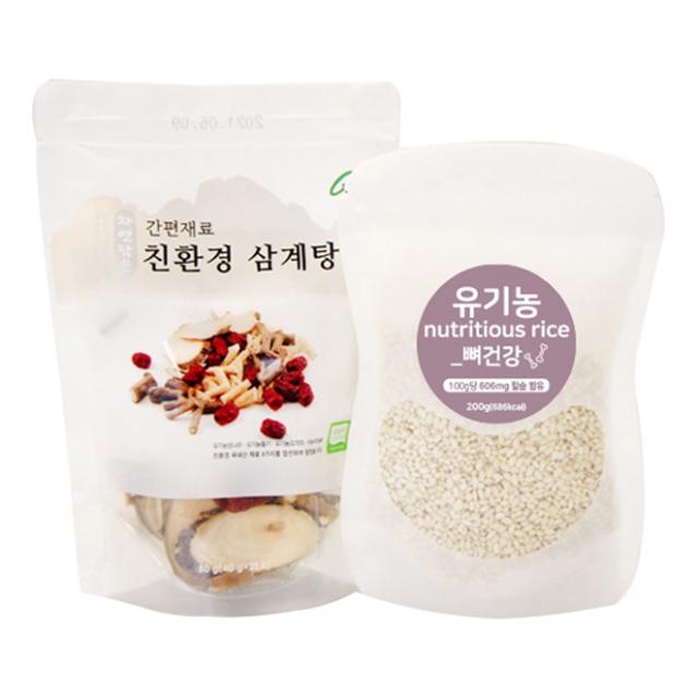 바비조아 삼계탕 간편재료 80g + 유기농 뼈건강 칼슘찹쌀 200g 세트, 1세트