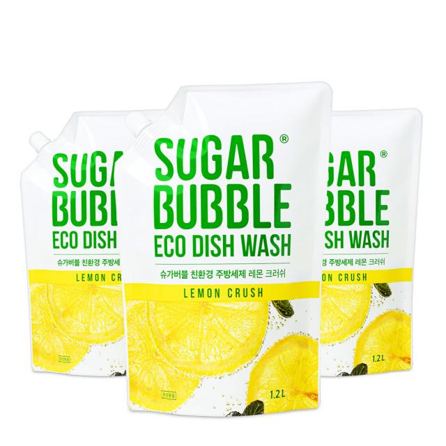 슈가버블 친환경 주방세제 레몬 크러쉬 리필, 3개, 1.2L
