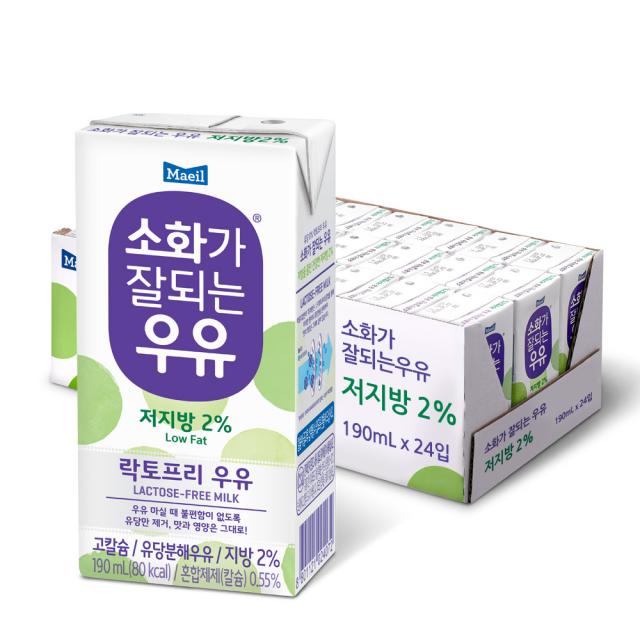 매일유업 소화가 잘되는 우유 저지방 24개입 190ml