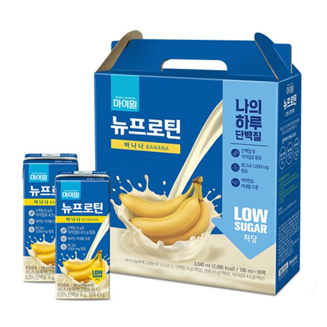 마이밀 마시는 뉴프로틴 로우슈거 바나나맛, 190ml, 16개