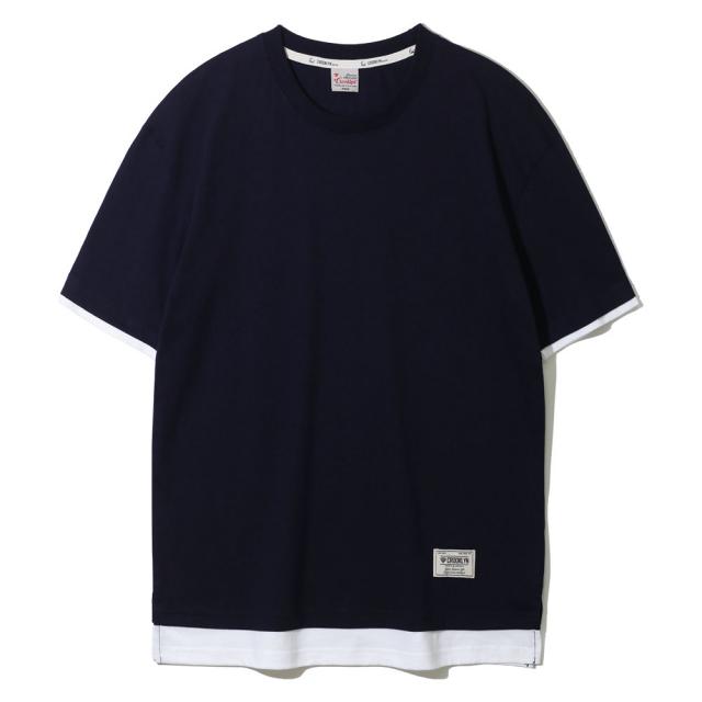 크루클린 남여공용 소매 레이어드 오버핏 반팔티셔츠 TRS-129