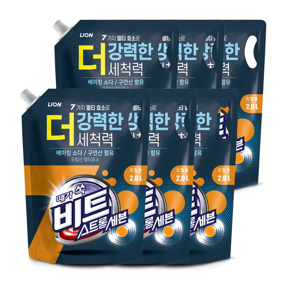 비트 스트롱 세븐 드럼용 액상세제 리필, 2L, 6개
