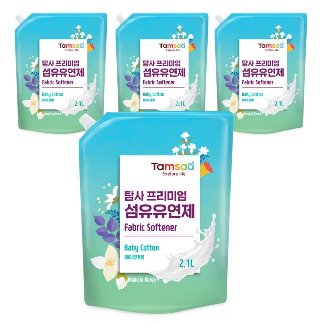 쿠팡 브랜드 탐사 프리미엄 섬유유연제 베이비코튼 2.1l 4개