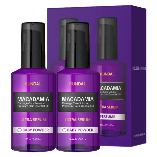 쿤달 마카다미아 울트라 세럼 헤어 에센스 베이비파우더향, 100ml, 2개