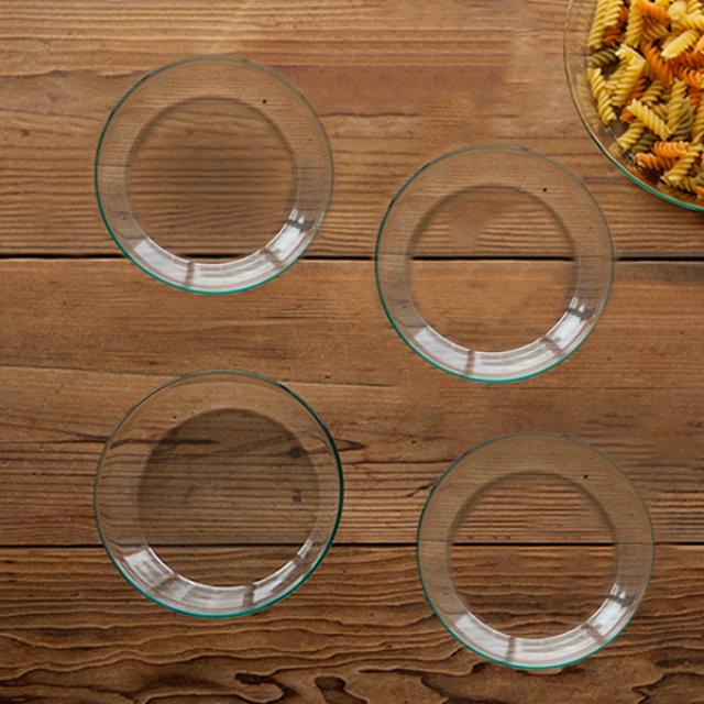 코코리코 그린쿠페 내열유리 접시 대 4개입, 단일 색상
