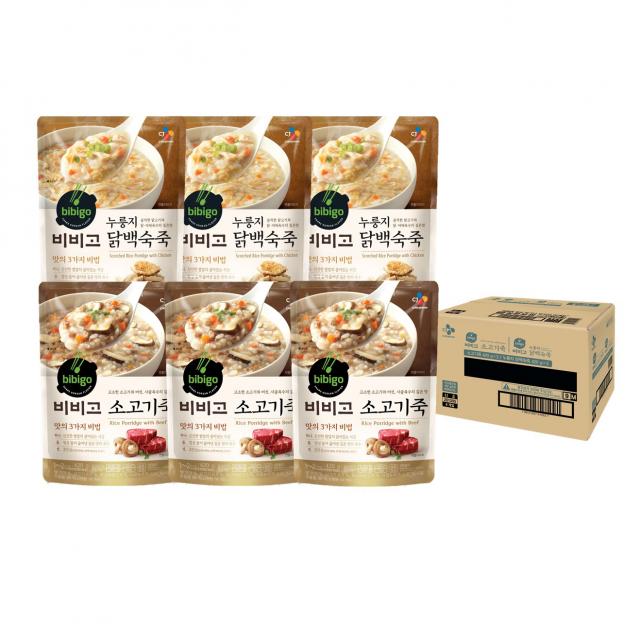 비비고 소고기죽 420g x 3p + 누룽지 닭백숙죽 420g x 3p 세트, 1세트