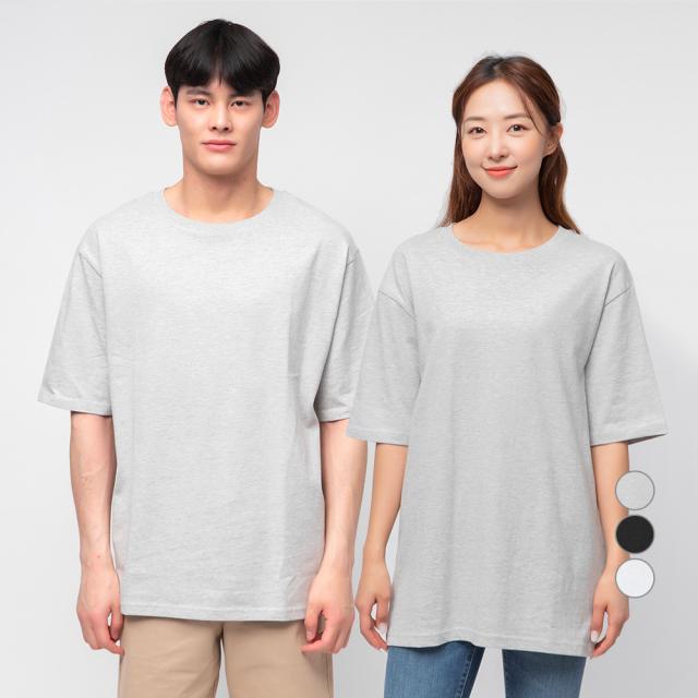 캐럿 남녀공용 릴렉스 핏 프리미엄 크루 넥 티셔츠