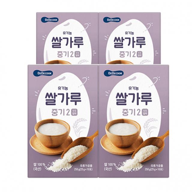 베베쿡 유기농 쌀가루 중기2 25g x 10p, 4개입