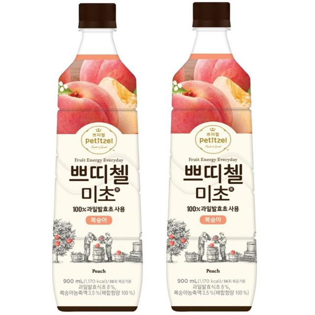 쁘띠첼 미초 복숭아 식초, 900ml, 2개