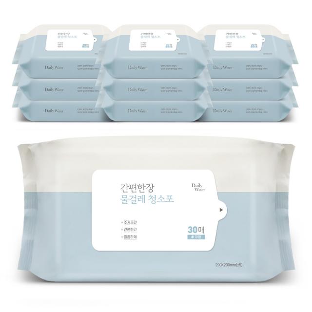 데일리워터 물걸레 청소포 대형 리필 30매, 10팩