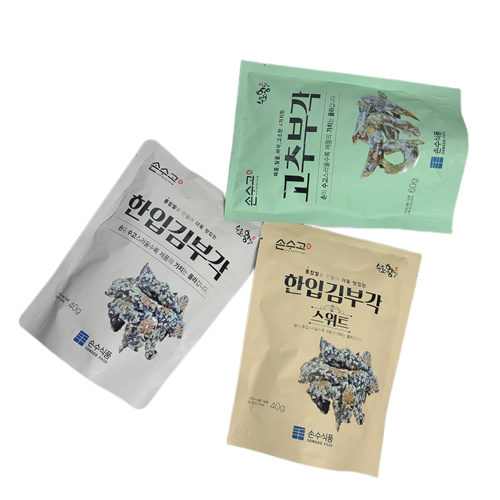 손수식품 손수고 고추부각 60g + 한입 김부각 40g + 스위트 40g 세트, 1세트