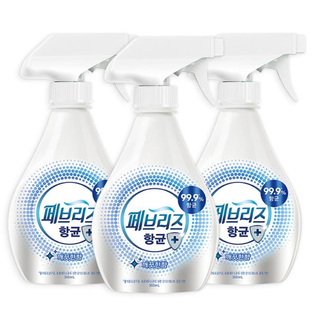 페브리즈 항균플러스 섬유탈취제 깨끗한향 본품 360ml 3개
