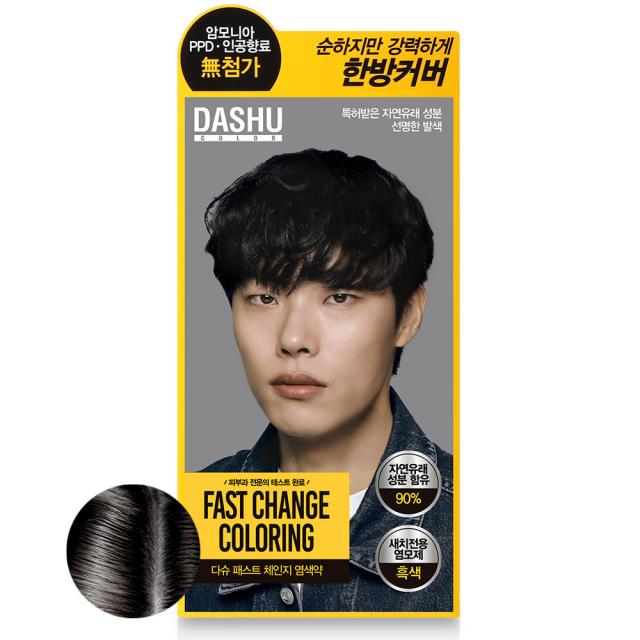 다슈 컬러 패스트 체인지 새치전용 염색제, 흑색, 1개