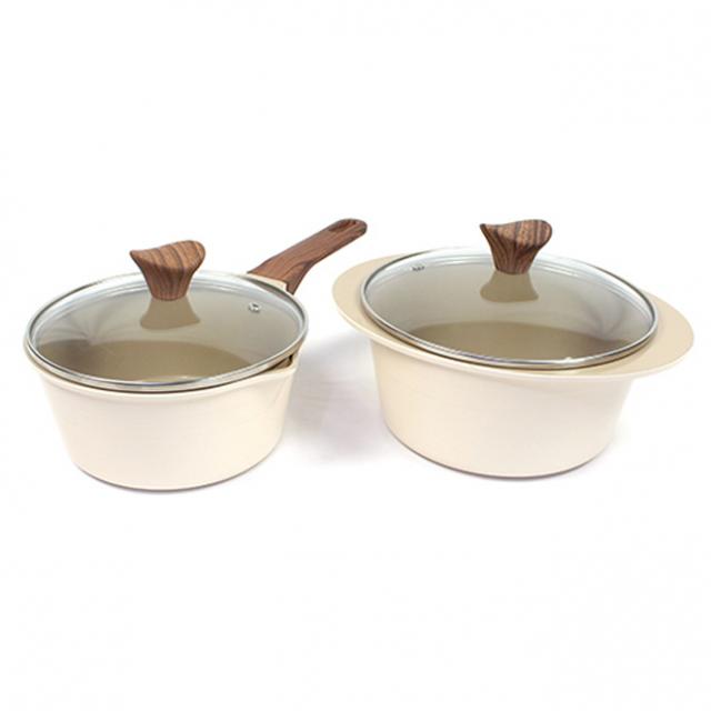 키친아트 세라믹냄비 세트, 모던베이지, 편수 18cm + 양수 20cm