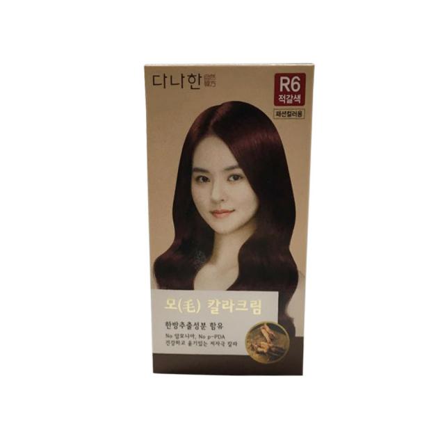 다나한 모 칼라크림 염모제, R6적갈색, 1개