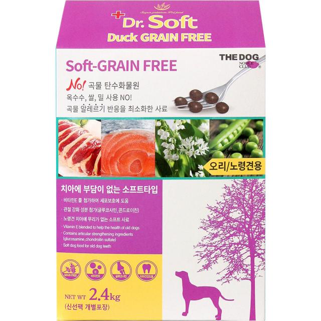 더독 노견용 닥터소프트 그레인프리 소프트사료, 오리, 2.4kg, 1개