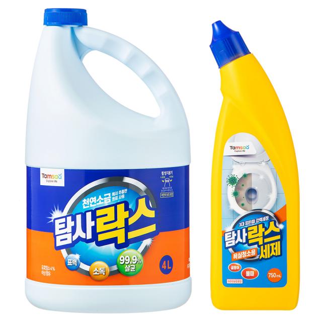 쿠팡 브랜드 - 탐사 락스 4L + 욕실청소용 락스세제 750ml, 1세트