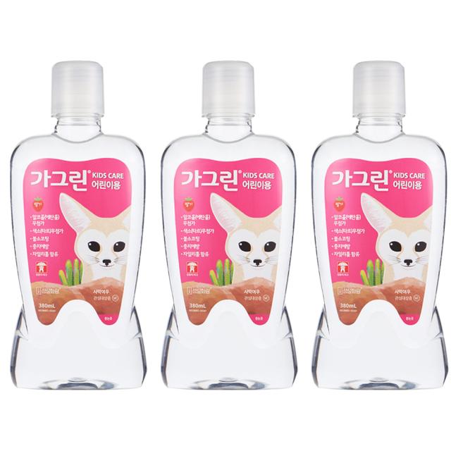 가그린 어린이용 구강세정제 딸기향 이미지 랜덤발송, 380ml, 3개