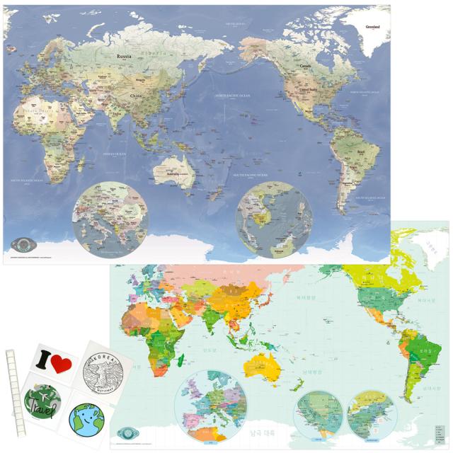 모티프맵 투어리스트 + 첼린저 세계지도세트, 1세트