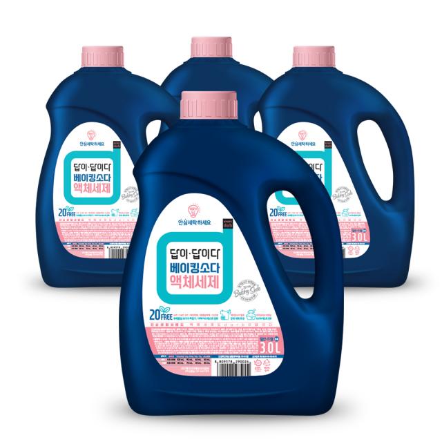 답이답이다 베이킹소다 20無 액체세제 본품, 3L, 4개